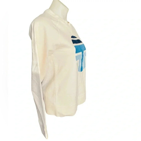 TORY SPORT | Women’s Terry Sweatshirt Felt Logo Long Sleeve Ivory Size S - Picture 2 of 7